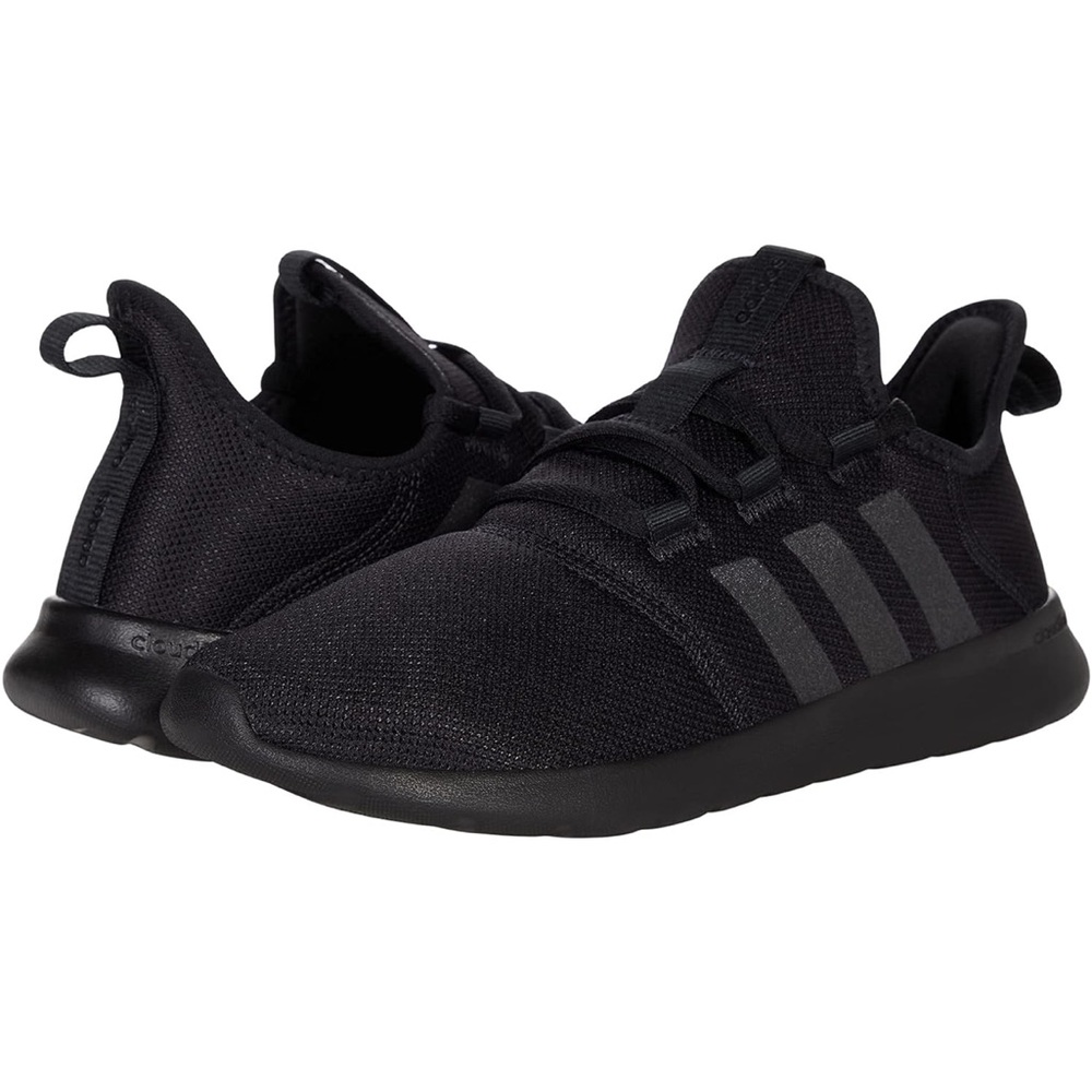 Adidas Women's Black Athletic Shoes with Gray Stripes
